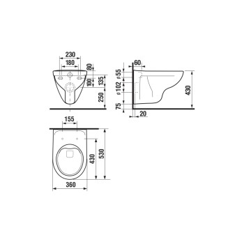 Подвесной унитаз Jika Lyra Plus Rimless, 360x530 мм, настенный, белый
