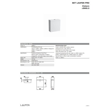 Смывной бачок унитаза Laufen Pro New, подача снизу, белый (НОВЫЙ)