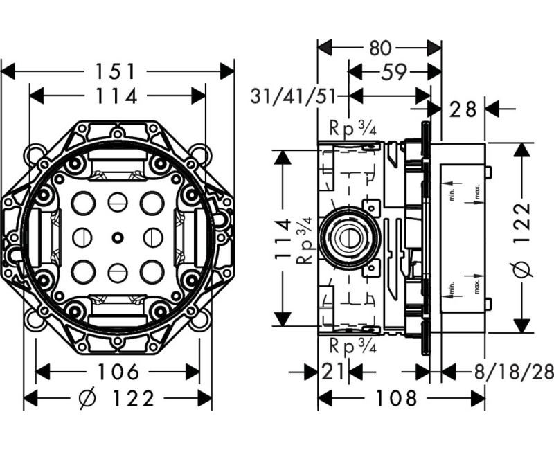 Montāžas iebūvējamā daļa Hansgrohe iBox, universālais 01700180