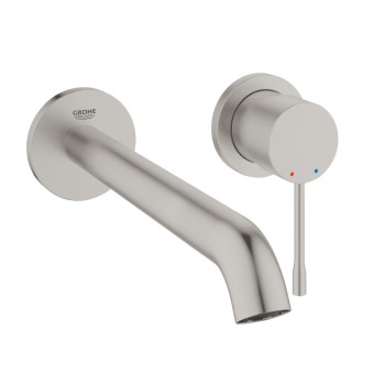Vonios kriauklės maišytuvas Grohe Essence VA dalis, 2 skylių, išleidimas 230 mm, nuo sienos, supersteel