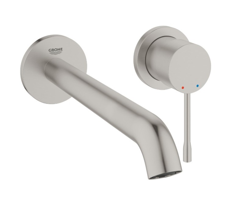 Vonios kriauklės maišytuvas Grohe Essence VA dalis, 2 skylių, išleidimas 230 mm, nuo sienos, supersteel