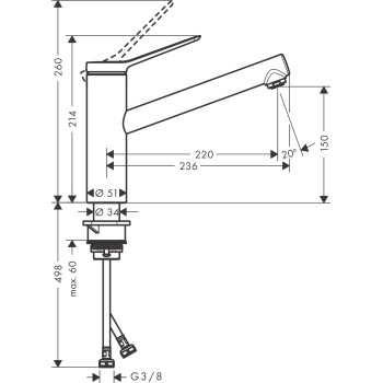 Смеситель для кухонной мойки Hansgrohe Zesis M33-150 1jet, отделка нержавеющая сталь