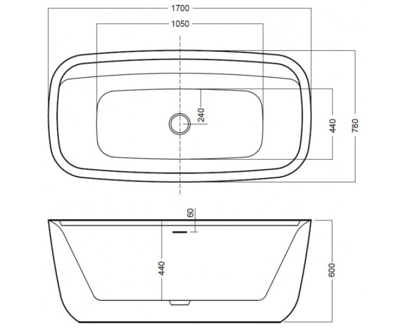 Отдельно стоящая ванна Hatria BT_03 170x78см H=60см, Белый 00Y8AH01