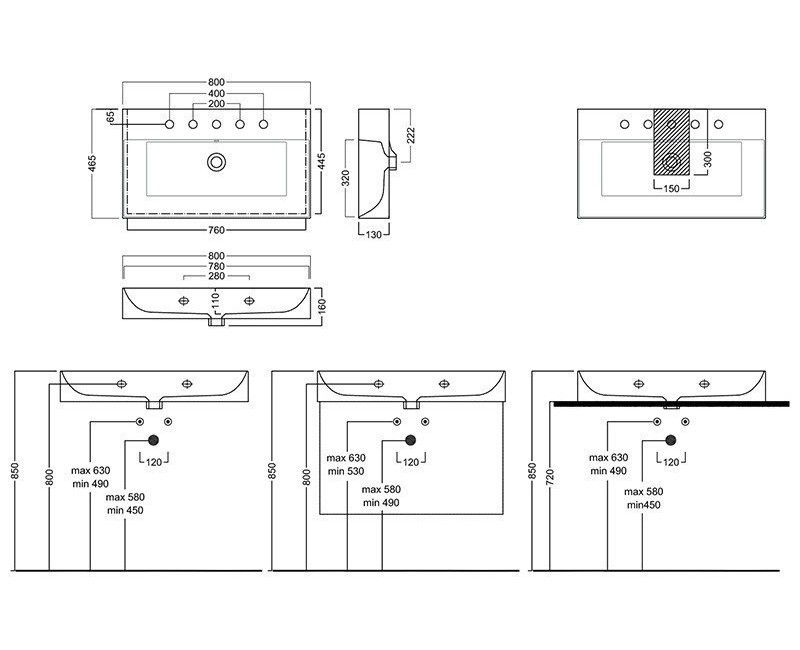 Vannas istabas izlietne Hatria Lavabo 80x46.5cm, Balta