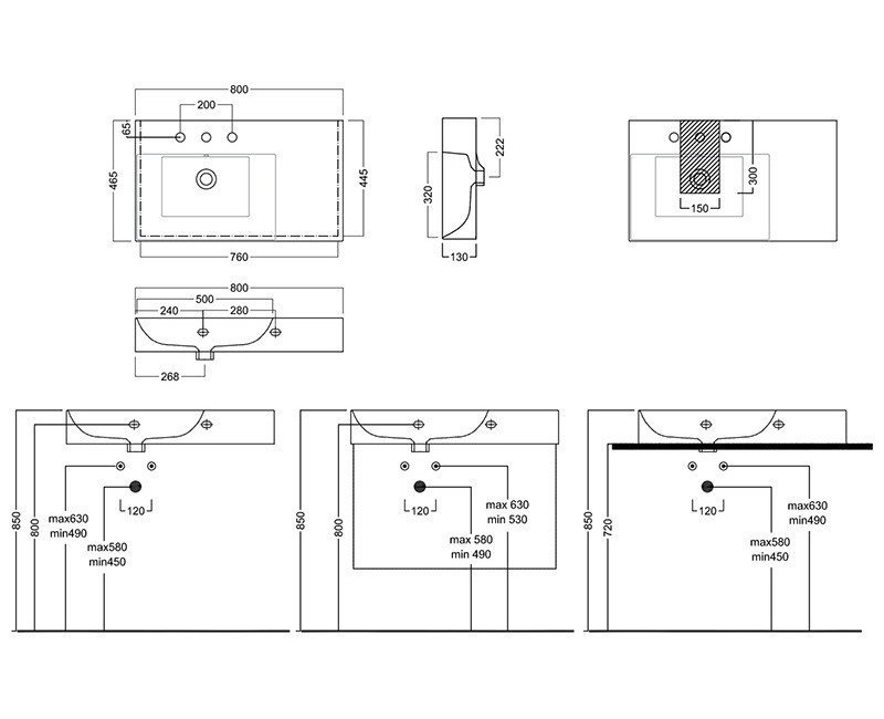 Vannas istabas izlietne Hatria Lavabo 80x46.5cm, Balta