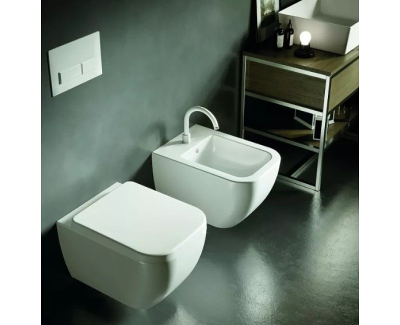 Piekaramais Tualetes pods Hatria BIANCA PURE RIM® Balts bez vāka Y3AK01