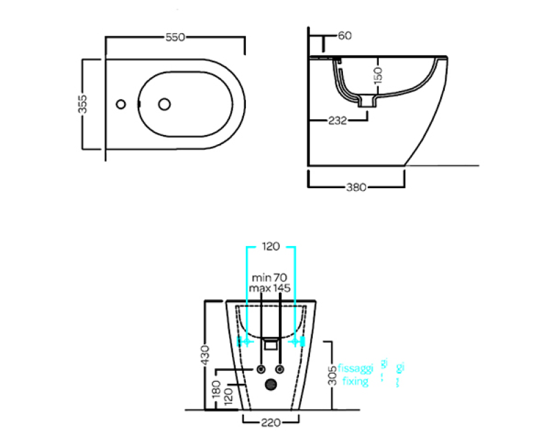Bidė Hatria Hatria CENTRICA PURE VORTEX® AVORIO Y9DA12