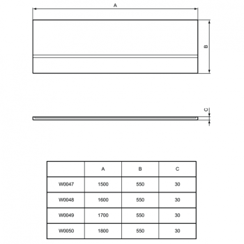 Vannas panelis Ideal Standard Simplicity, 150 cm, balts W004701