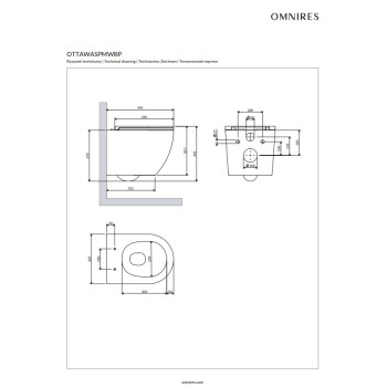 Подвесной унитаз Omnires OTTAWA, без ободка, с крышкой SoftClose, SILENT POWER, глянцевый белый, OTTAWASPMWBP