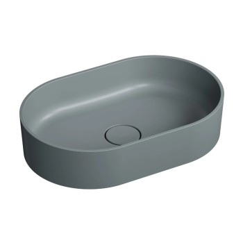 Раковина для ванной комнаты Omnires OVO M+, 55 × 36 cm, на столешнице, без перелива, матовая пепельно-серая, OVOUNAG