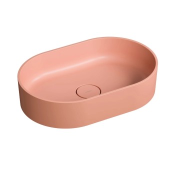 Vannas istabas izlietne Omnires OVO M+, 55 × 36 cm, uz virsmas, bez pārplūdes, matēta koraļļu krāsa OVOUNCO
