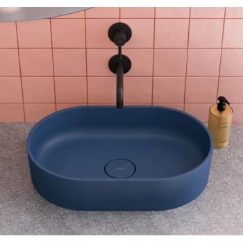 Vannas istabas izlietne Omnires OVO M+, 55 × 36 cm, uz virsmas, bez pārplūdes, matēta pusnakts zila OVOUNMB