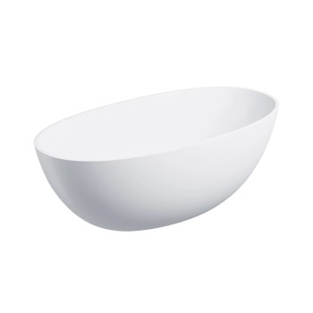Ванна Omnires SHELL M+, из каменной массы, отдельностоящая, 148 × 75 cm, без перелива, матовая белая, SHELL148WWBM