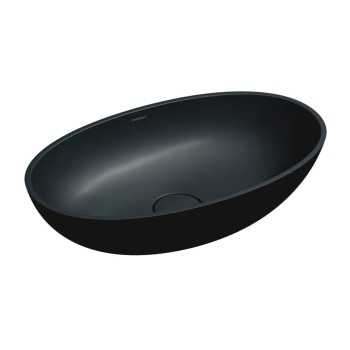 Vannas istabas izlietne Omnires SHELL M+, 60 × 35 cm, uz virsmas, bez pārplūdes, matēta lavas melna SHELLUNBLV