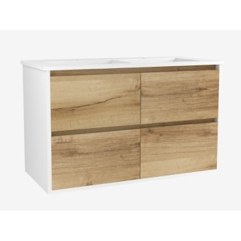 Vannas istabas skapītis OZE BIRDIE (bez izlietnes) 2x600mm Balta / Golden Oak