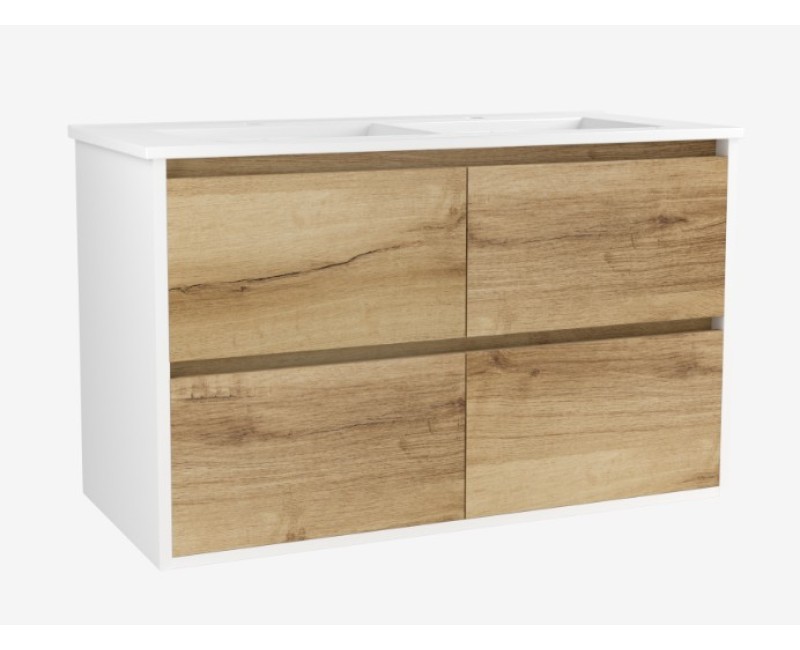Vannas istabas skapītis OZE BIRDIE (bez izlietnes) 2x600mm Balta / Golden Oak