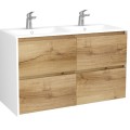 Vannas istabas skapītis OZE BIRDIE (bez izlietnes) 2x600mm Balta / Golden Oak