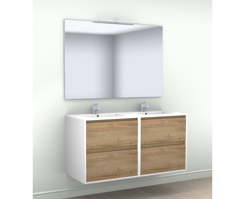 Vannas istabas skapītis OZE BIRDIE (bez izlietnes) 2x600mm Balta / Golden Oak