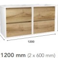 Vannas istabas skapītis OZE BIRDIE (bez izlietnes) 2x600mm Balta / Golden Oak