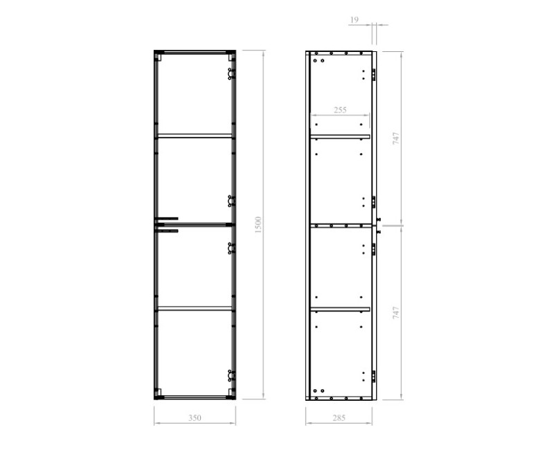Высокий шкаф OZE Celtic 350x1500x305мм Черный Матовый