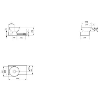 Izlietne PAA DO SilkStone ar plauktu 400x200mm Balta