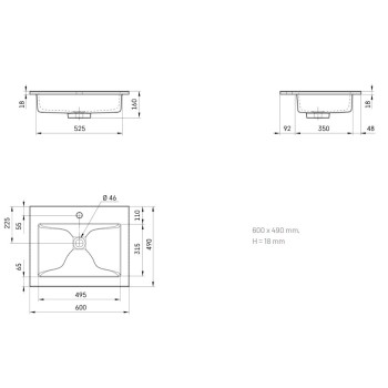 Izlietne PAA LOTO Akmens masas 600x490mm, Balta
