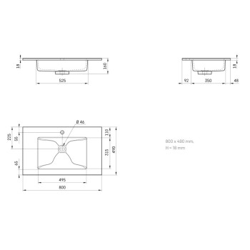 Izlietne PAA LOTO Akmens masas 80x490mm, Balta