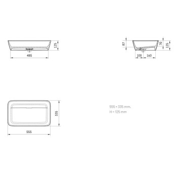 Praustuvė PAA QUADRO ON SilkStone 555x335mm matinė pilka
