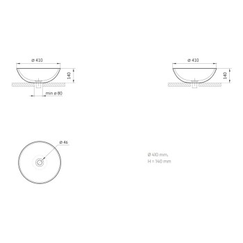 Praustuvas PAA ROUND ON SilkStone Ø 410mm su nuotėka matinė pilka