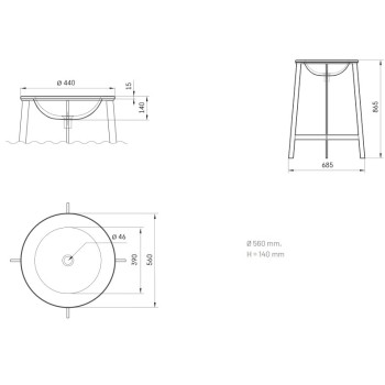 Praustuvė PAA ROUND PLUS SilkStone Ø 560mm su nuotaka matine pilka