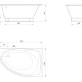 Vanna Paa TRE A Akmens masas 1500x1000mm kreisā, Balta