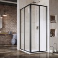 Dušas kabīne Ravak SRV2+SRV2 80cm H=195cm Melns + Caurspīdīgs