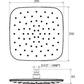 Dušas galva Ravak 983.00CR ABS, 250 mm, Hromēta