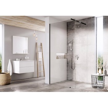 Dušas siena Ravak Walk In Wall Air-100 (bez montāžas komplekta W SET) Melns + Caurspīdīg 6mm