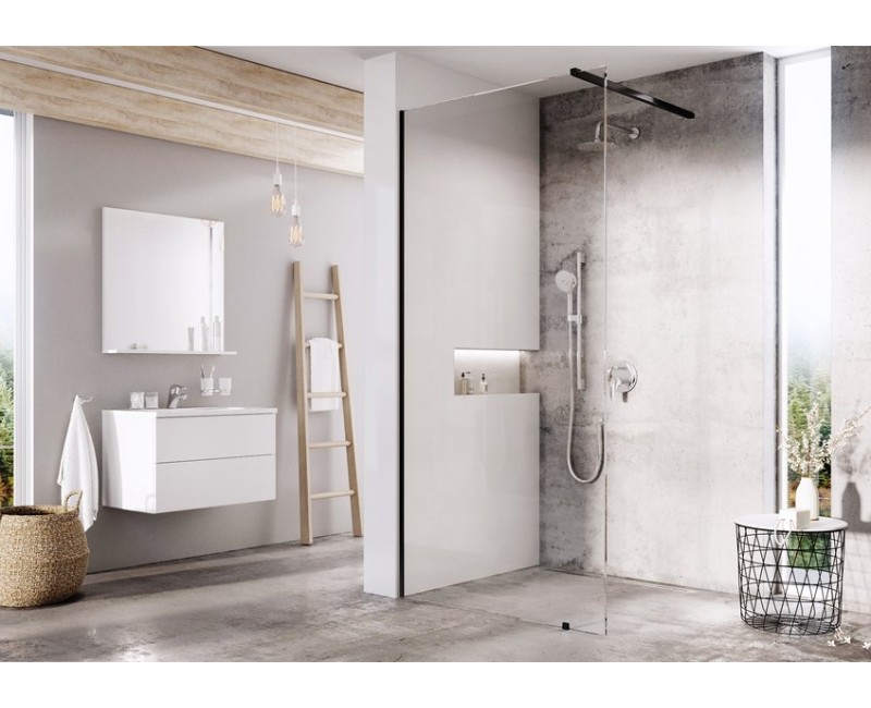 Dušas siena Ravak Walk In Wall Air-120 (bez montāžas komplekta W SET) Melns + Caurspīdīg 6mm +W-Set