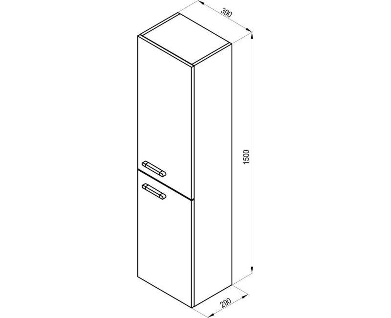 Aukštas spintelis Ravak Chrome SB 390 II R (Dešinysis) Baltas, Rankena Juoda
