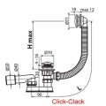 Vannas sifons Ravak 800 C-C R/R Click-Clack, hroms