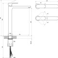 Izlietnes maisītājs Ravak Eleganta EL 015.20BLM Wash. tap 335 mm Melns Matēts