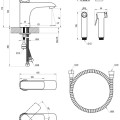 Izlietnes maisītājs Ravak Flat FL 112.20BL ar Bidetta 150 mm with bidet shower, melns