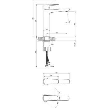 Vannas istabas izlietnes maisītājs Ravak Life LF 014.20BL 240 mm, Melns