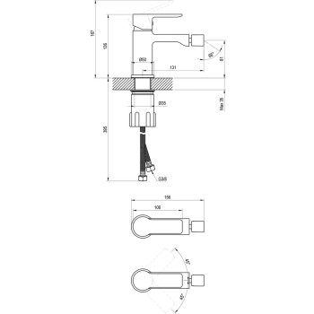 Bidē maisītājs Ravak Solar SL 056.00CR Bidēt tap 135 mm Hromēts