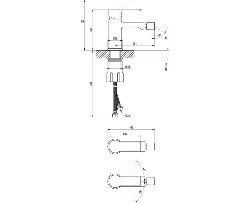 Bide maisītājs Ravak Solar SL 056.00CR Bidet tap 135 mm Hromēts