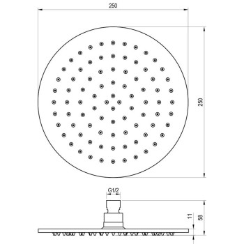 Dušas galva Ravak 985.10WHM 250 mm, Balts matēts