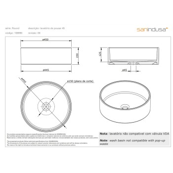 Vannas istabas izlietne Sanindusa Round 45 uzliekamā 45cm Melna Matēta 108990B64