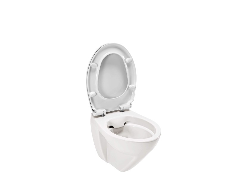 Piekaramais Tualetes Pods Sanindusa Cetus 48 Rimfree ar Soft Close clipoff vāku, Balts