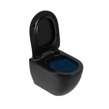 Подвесной унитаз Sanindusa SANIBOLD Rimfree с крышкой Soft Close Easyclip Slim, черный матовый