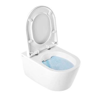 Piekaramais Tualetes Pods Sanindusa Urb.y 52 Rimfree ar Soft Close Easyclip Slim vāku, Balts