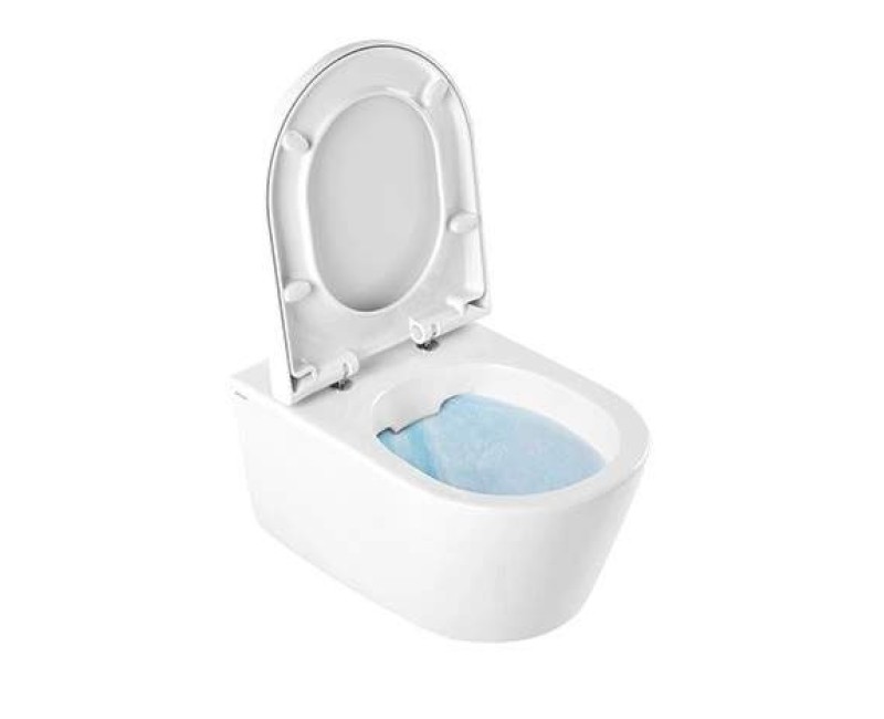 Pakabinamas Tualeto Podas Sanindusa Urb.y 52 Rimfree su Soft Close Easyclip Slim dangčiu, Baltas