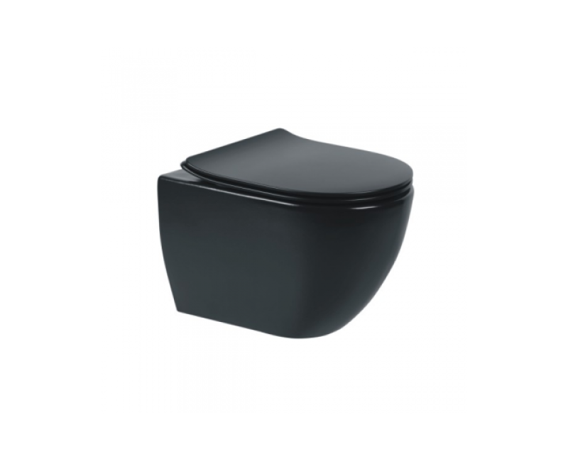 Подвесной унитаз Sanindusa Urb.y 52 Rimfree с крышкой Soft Close Easyclip Slim, Черный Матовый