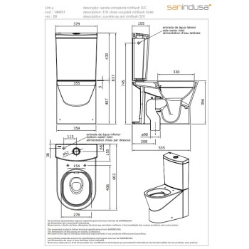 Унитаз Sanindusa Urb.y Rimfree с крышкой Soft Close Easyclip, Белый